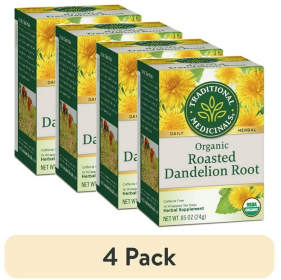 (4 pack) Traditional Medicinals, Organic Roasted Dandelion Root, Tea Bags, 16 Count