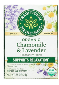 (4 pack) Traditional Medicinals Tea, Organic Chamomile with Lavender, Tea Bags, 16 Count