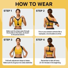 Back Brace Posture Corrector for Women Men 28-48 inch Adjustable Straps Shoulder Support & Neck Tension Relief Breathable Upper Back Straightener