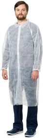 5 pack of disposable lab coat 3X-Large. no pockets. white 40 GSM polypropylene coats for adults with elastic wrists, folded collar. Breathable