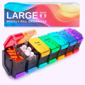 Extra Large Pill Box Am Pm Pill Organizer 7 Day XL Pill Case Weekly Vitamin Container 2 Times A Day Big Medicine Container for Supplement Jumbo M