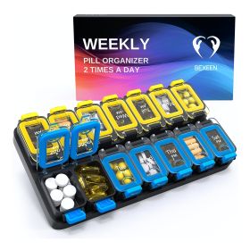 Weekly Pill Organizer 2 Times A Day Am Pm Pill Case Pill Box 7 Day Twice Daily Medicine Pill Organizer 2 Week Supplement Vitamin Holder Am pm Lar