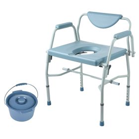 VEVOR Commode Chair, Bedside Commode with Drop-Down Arms and Detachable Backrest, 5-Level Adjustable Height, 7L Removable Bucket, Easy to Assembl