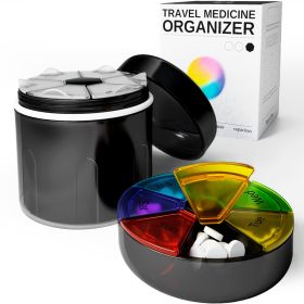 Large Supplement Organizer Bottle Pill Dispenser 2 in 1 Big Vitamin Holder and Portable Magnetic Pill Box with 7 Compartments Medication Storage