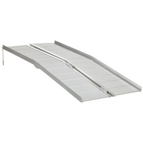 HOMCOM 6ft Folding Wheelchair Ramp Portable Aluminum Easy Access Silver for Stairs Doorways
