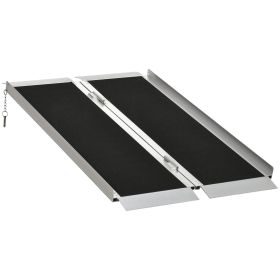 4ft Aluminum Mobility Ramp: Portable Wheelchair/Scooter Threshold Ramp, Single-Fold Design with Handle